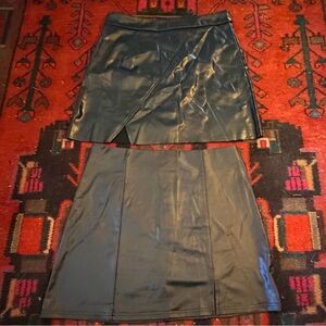 SHEIN Pair of Black Faux Leather Mini Skirts